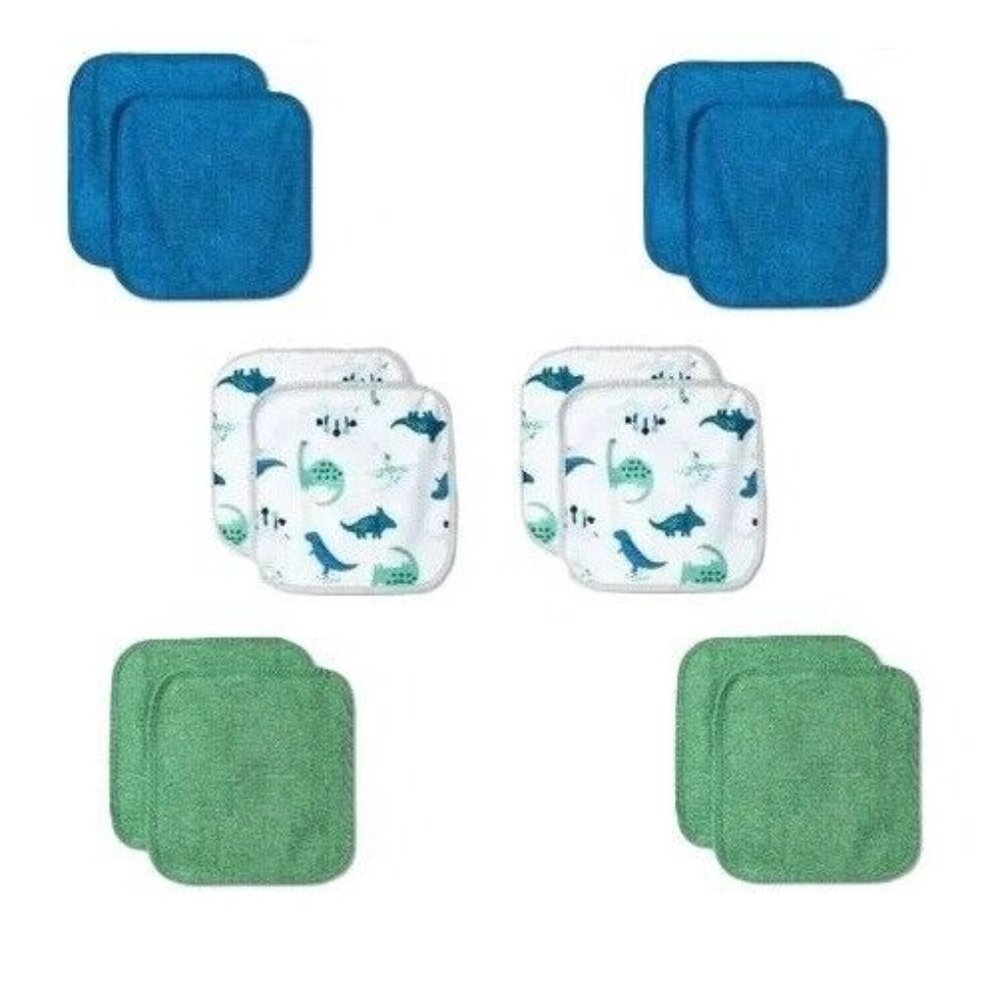 Cloud Island Baby Boys' Dinosaur Print 12 Count Blue & Green Washcloth Set - Picture 2 of 5